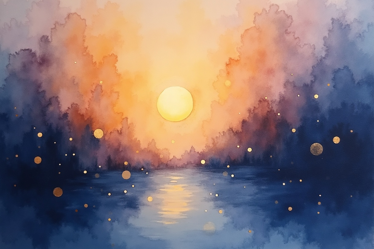 A soft, abstract watercolour of warm light and gentle shapes