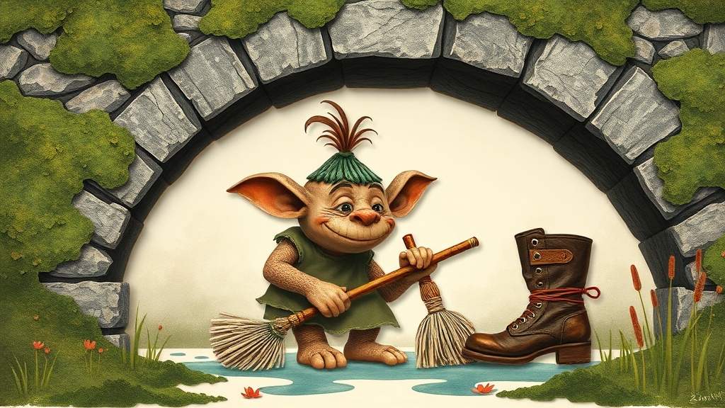Illustration for Gorm and the Boot Beneath the Bridge